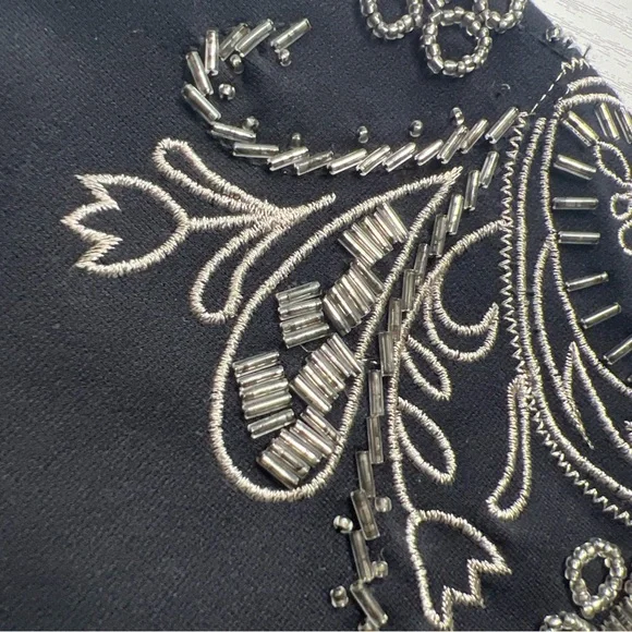 Lane Bryant Crop Top Womens 18 Black Ponte Knit Embellished Cap Sleeve - Picture 3 of 10